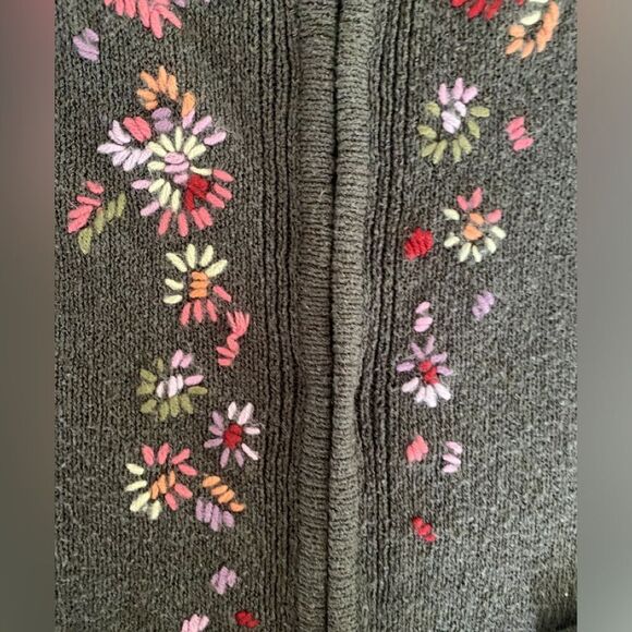 SIGRID OLSEN Vintage 90s Embroidered Floral Cardigan Sweater Medium Cottagecore - Picture 6 of 13